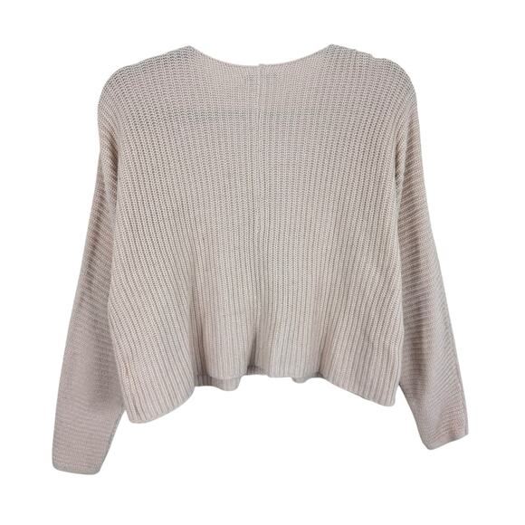American Eagle Cream Cotton Blend Chunky Knit Cropped Button Up Cardigan Size XS - Picture 2 of 6
